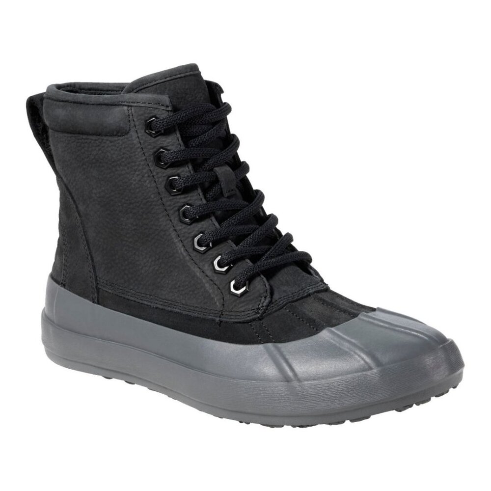 L.L.Bean Women's Black Gray Bar Harbor Leather Ankle Duck Boots Size 8